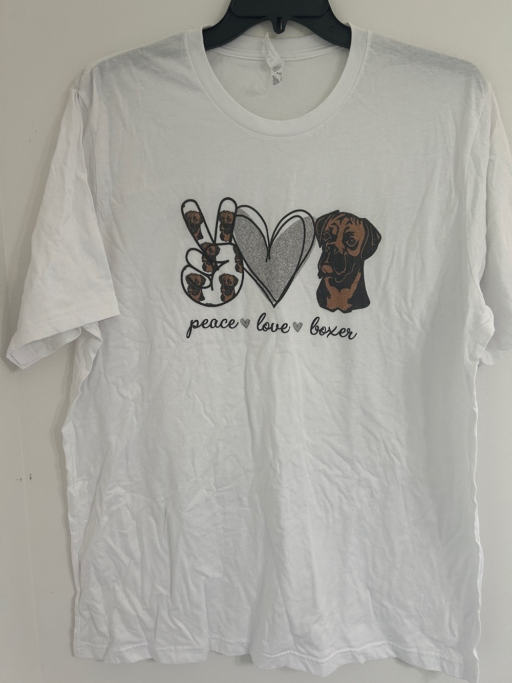 Bella Canvas White Peace Love Boxer Graphic Tee